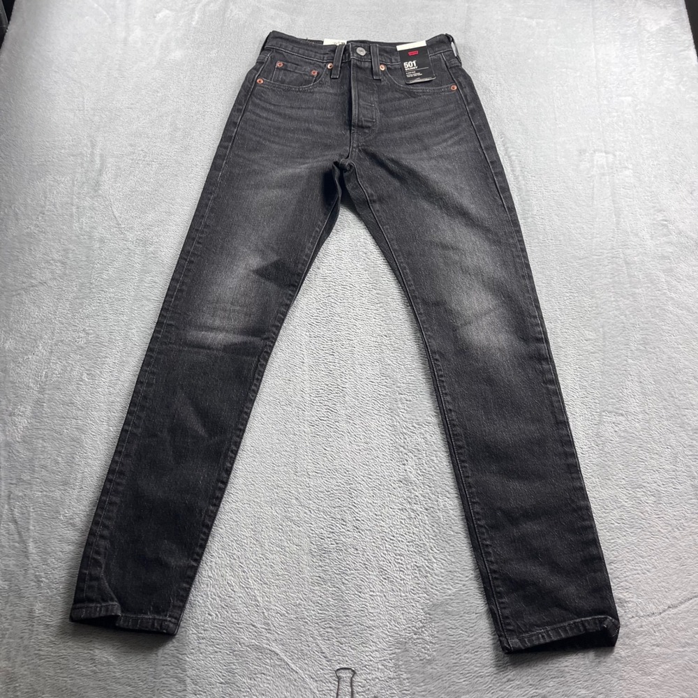 Levis 501‎ Skinny Jeans Womens 24x30 High Rise Washed Black Denim 295020248